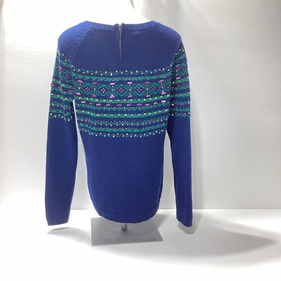 Talbots Lambswool Bejeweled Holiday Sweater Large - Picture 7 of 12